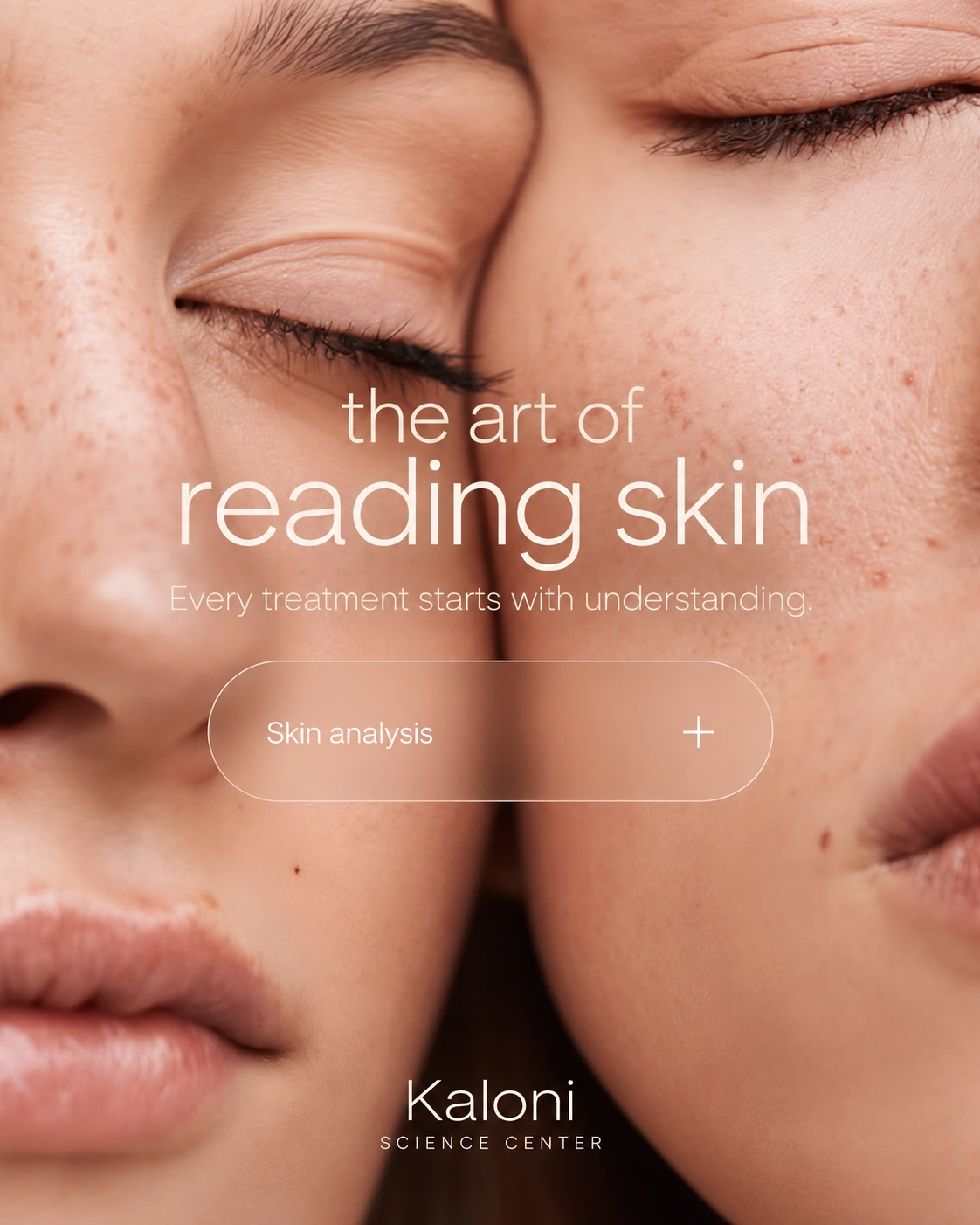 Campaña The Art of Reading Skin con detalles de piel y rostro.